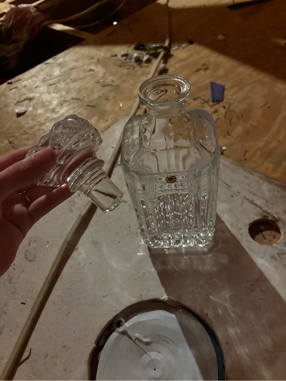 Clear Glass Decanter with Faceted Stopper - Home Accents
